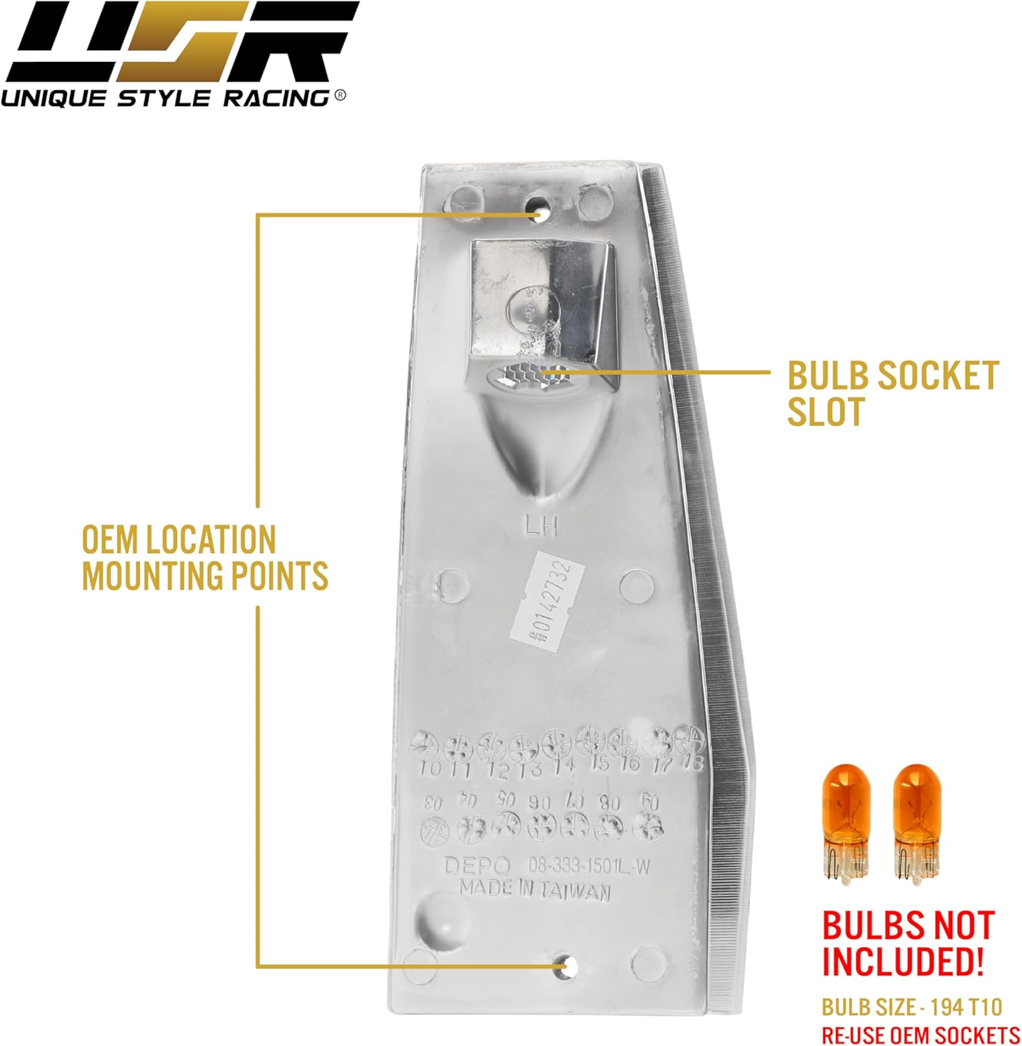 USR 84-96 Cherokee Corner Light – CLEAR Front Cornering Lamps (Left + Right) - Compatible with 1984-1996 Jeep Cherokee XJ SUV - All Models/Trims (Clear Lens Side Marker)