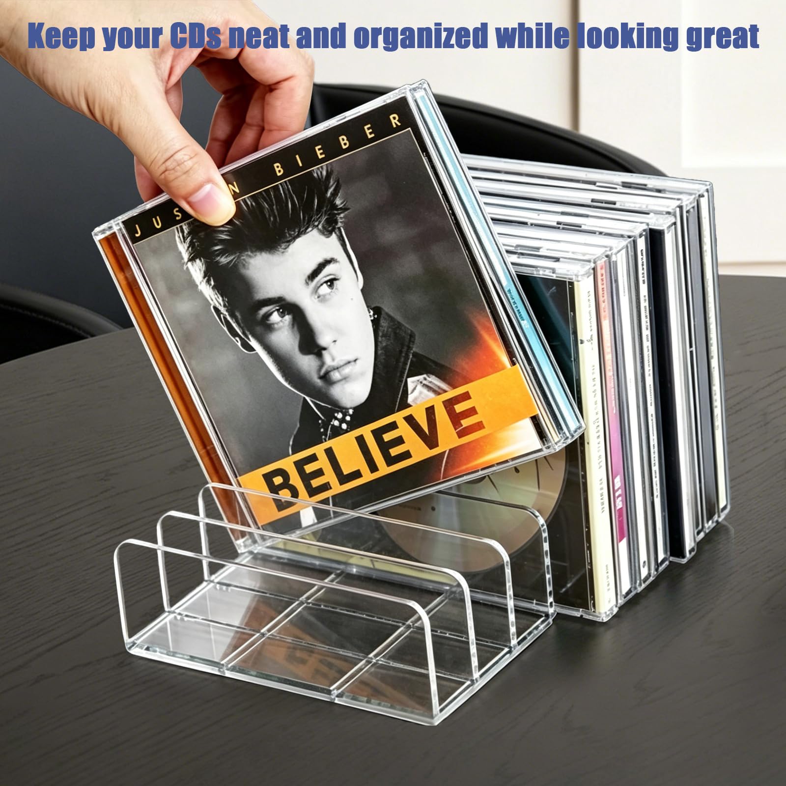 Porta-CD Trasparente in Acrilico Premium, Set da 4 Pezzi, Organizzatore Multiuso per CD, DVD, Cosmetici, Cassette, Giochi e Libri - Design Moderno e Resistente per Casa, Ufficio o Collezionisti