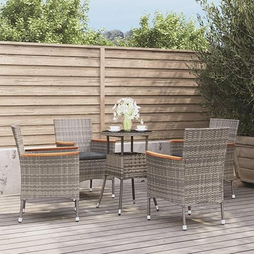 Miniatura 19 de 3 Piece Black Poly Rattan Patio Bistro Set with Cream Cushions Outdoor Furniture for Small Spaces Balcony Porch Backyard Relaxation Black and