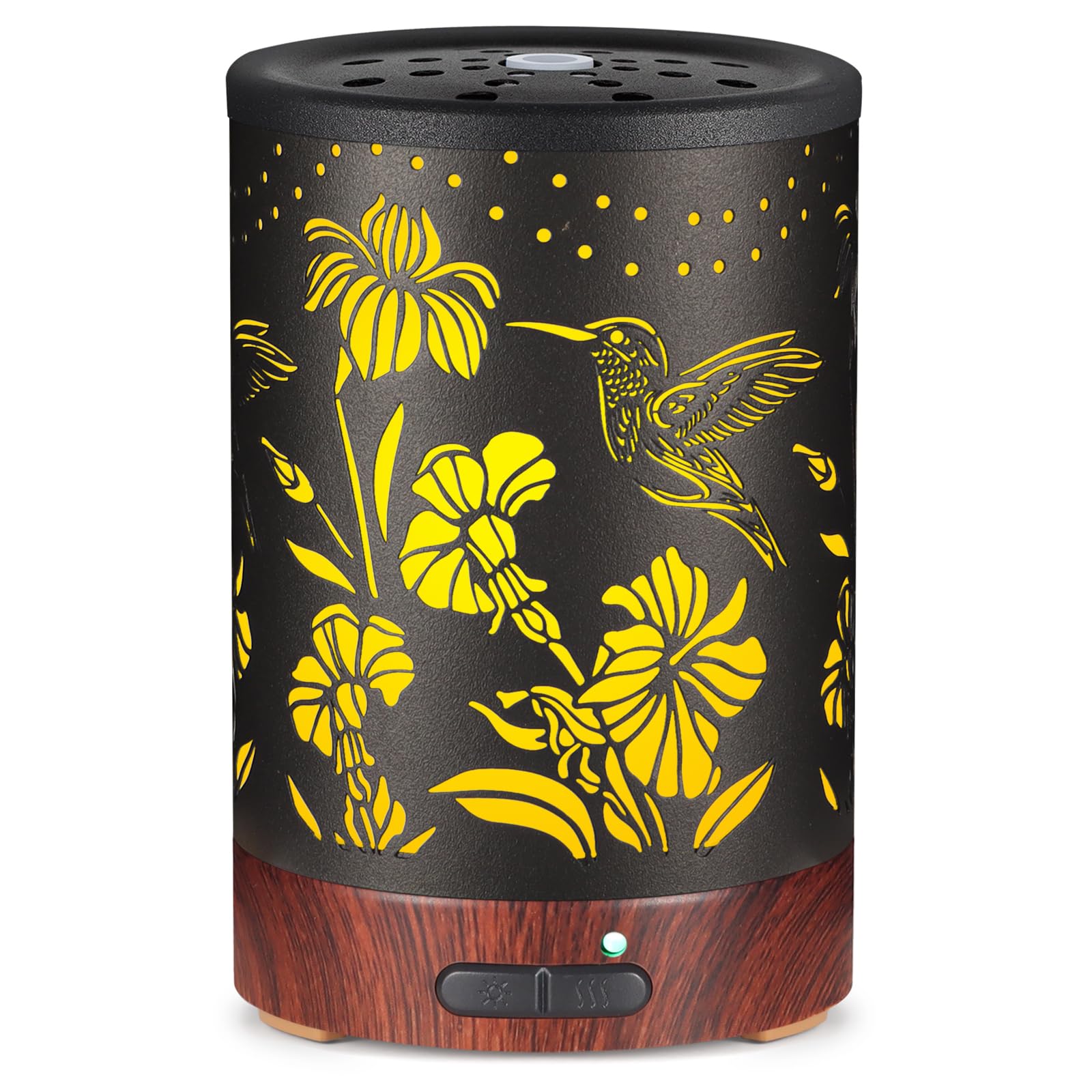 Essential Oil Diffuser- Aromatherapy Diffuser with7 Colors Light, and Auto-Off - Metal Cool Mist Humidifier for Home and Office(Hummingbird)…