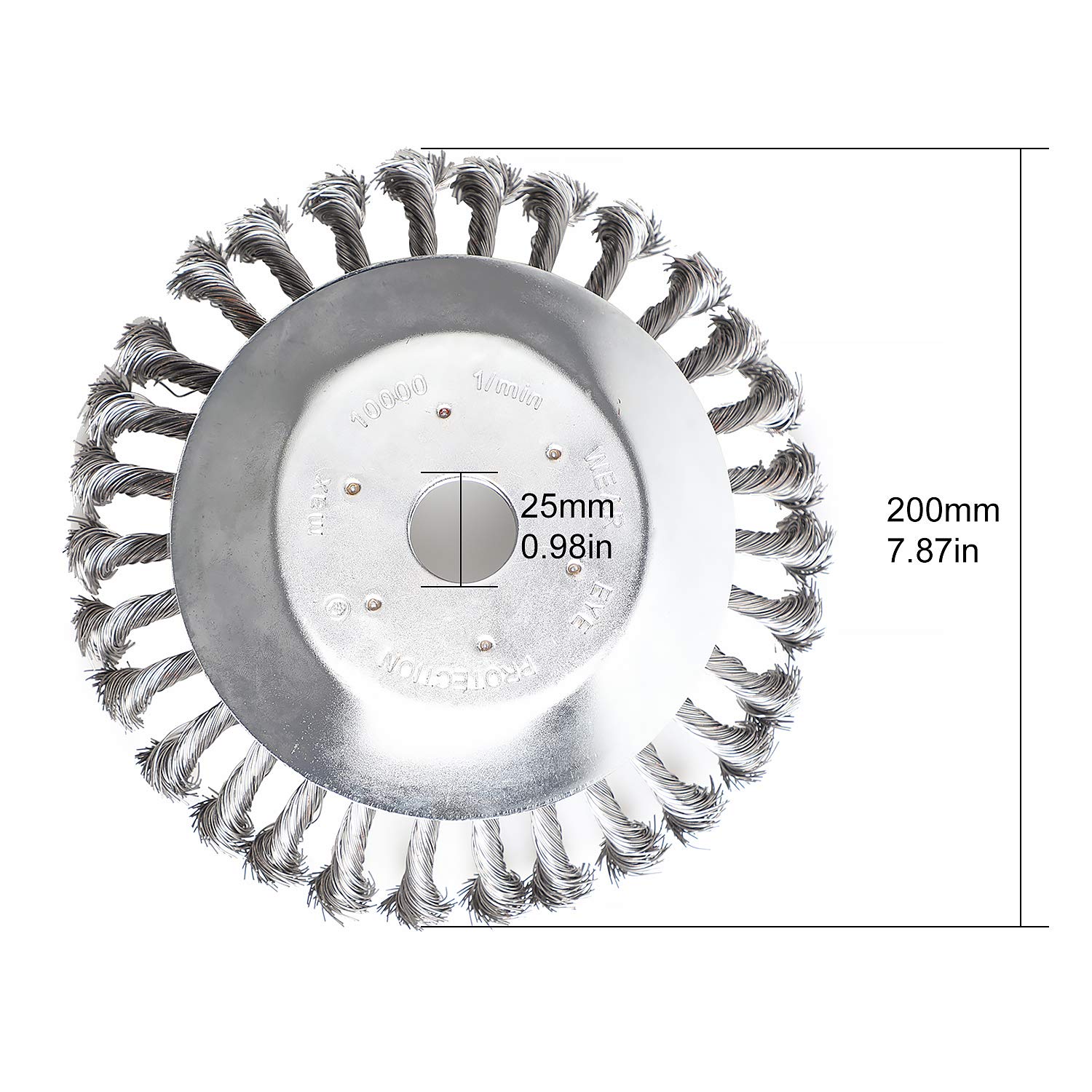 SWAWIS 2 Piezas Cepillo para Desbrozadora Profesional 200 x 25,4mm, de Malezas Redondo 8 Pulgadas de Alambre de Acero Trenzado (30 Cables de Acero)
