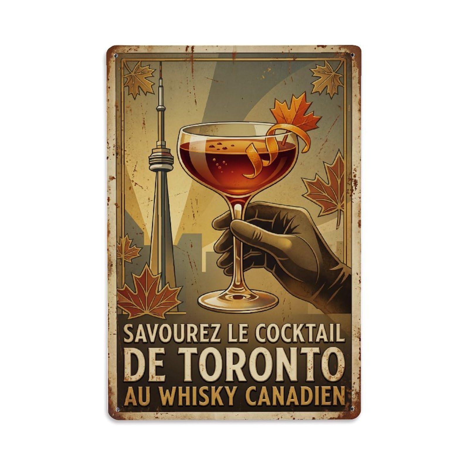 Toronto Professional Recipe Metal Tin Sign Plaque Wall Decor for Cafe, Club Bar, Office, Home Garden Metal Poster 8x12Inch