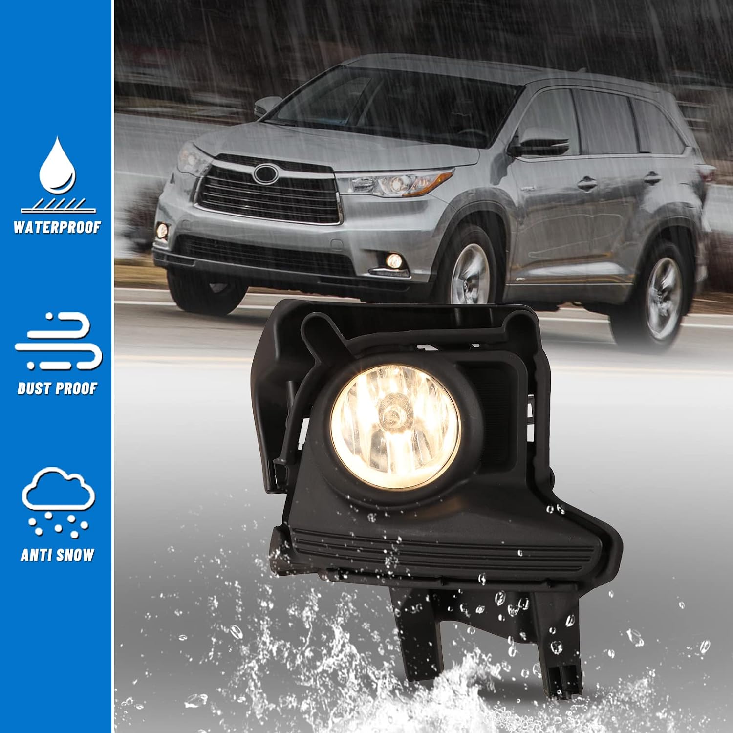 Fog Lights compatible for Toyota Highlander 2014 2015 2016 Driver Passenger Replacement Lamps Assembly