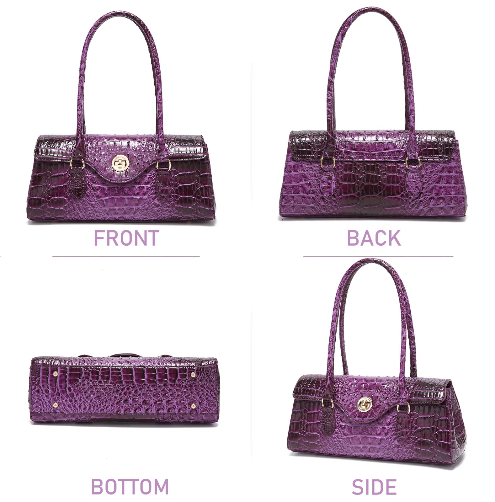 Makcr Joacbv Bolso de mano de piel con patrón de cocodrilo para mujer, bolso de mano de gran valor para mujer