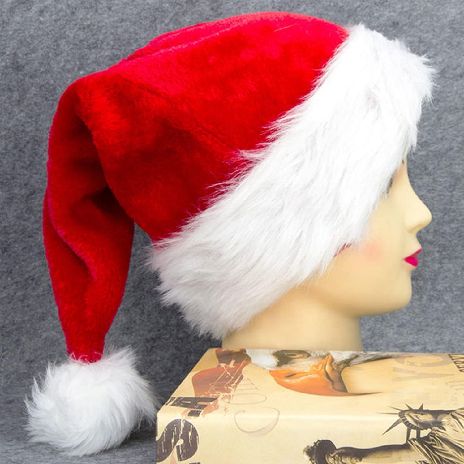 Velvet Xmas Holiday Hat for Adults - Santa Hat for Christmas New Year Festive Party Supplies - Image 2