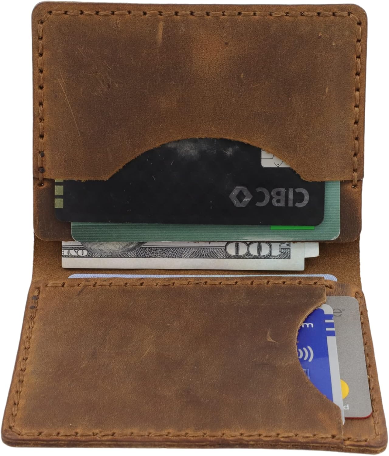 Personalized Wallet For Men, Custom Wallets For Men, Personalized Gifts For Boyfriend, Customized Bifold Minimalist Wallet Engraved Distressed Leather Wallet For Him (Brown)