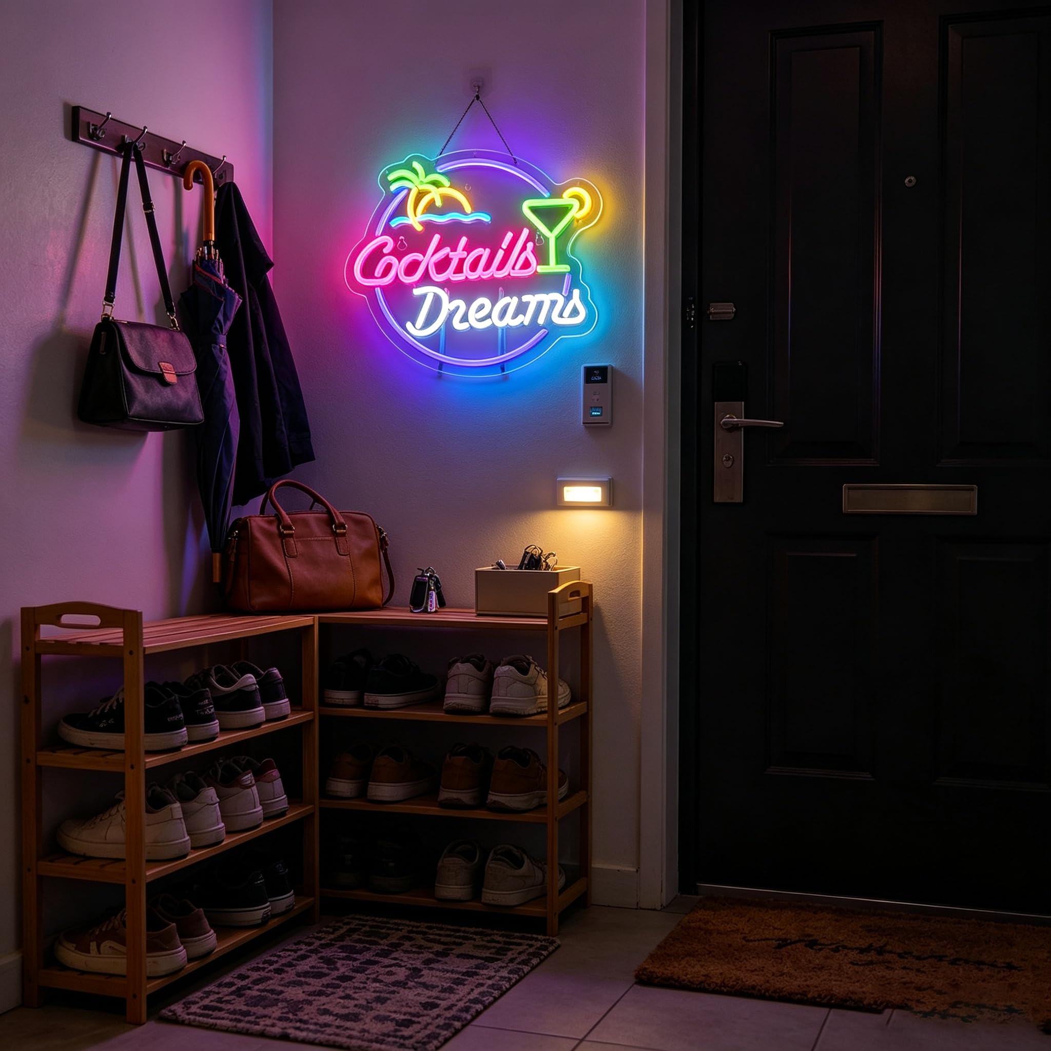 Enseigne néon LED personnalisée – Barre lumineuse tropicale avec palmier et cocktail, décoration alimentée par USB pour cave, salle de jeux et fête