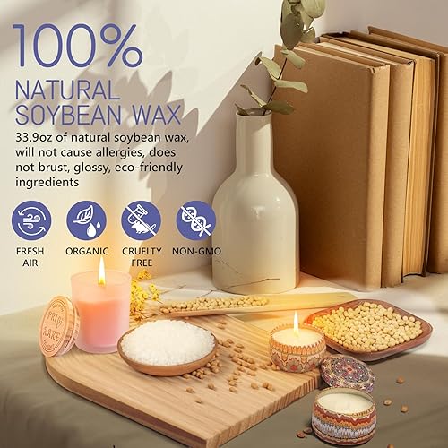 Miniatura 7 de PRIORARE Kit de fabricación de velas de soja prémium para adultos y niños, contiene 8 bolsas de cera de soja, suministros para hacer velas de