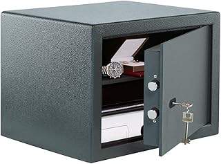 BURG-WÄCHTER Möbeltresor mit Schlüssel, Inkl. Fachboden, Zur Wand- und Bodenbefestigung, 40,3 l, 19,2 kg, Pure-Safe PS 130 K, anthrazit