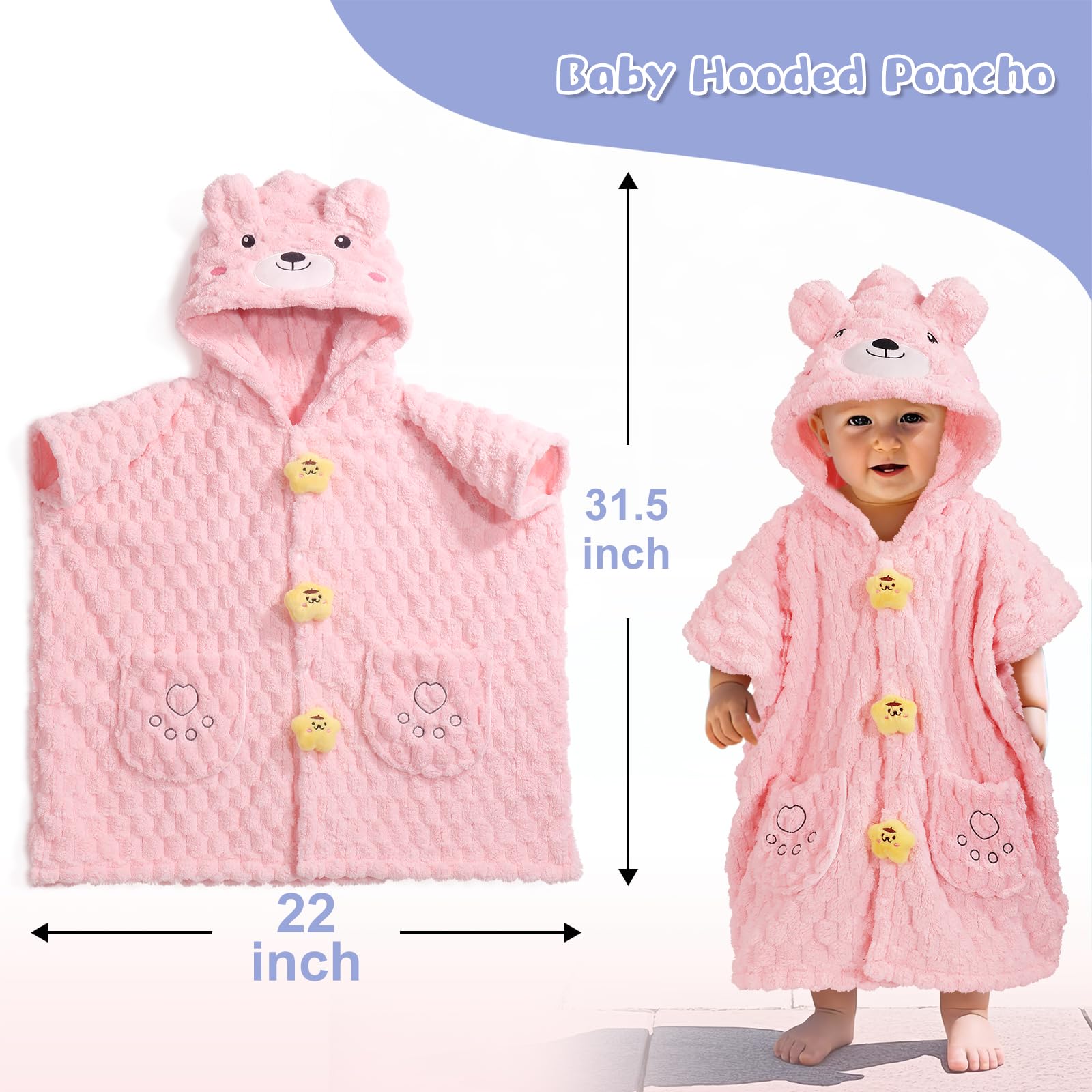 Toalla de baño para niña, de forro polar coral de alta calidad, toallas con capucha para niños con tamaño grande, ultra absorbente para la comodidad del bebé, gran regalo para recién nacidos,