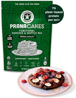 PranaCakes Superfood Organic Pancake & Waffle Mix Gluten Free | Energy, Vitality & Mood Balancing | Plant-based Protein | Just-Add-Water | By LIVING PRANA | 12oz