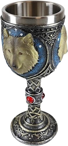 Miniatura 5 de Ebros Gift Alpha Grey Wolf Celtic Magic - Taza de cáliz de vino de 7 onzas, lobos de Timberwolf Direwolves, paquete de lobos para cocina, fiesta,