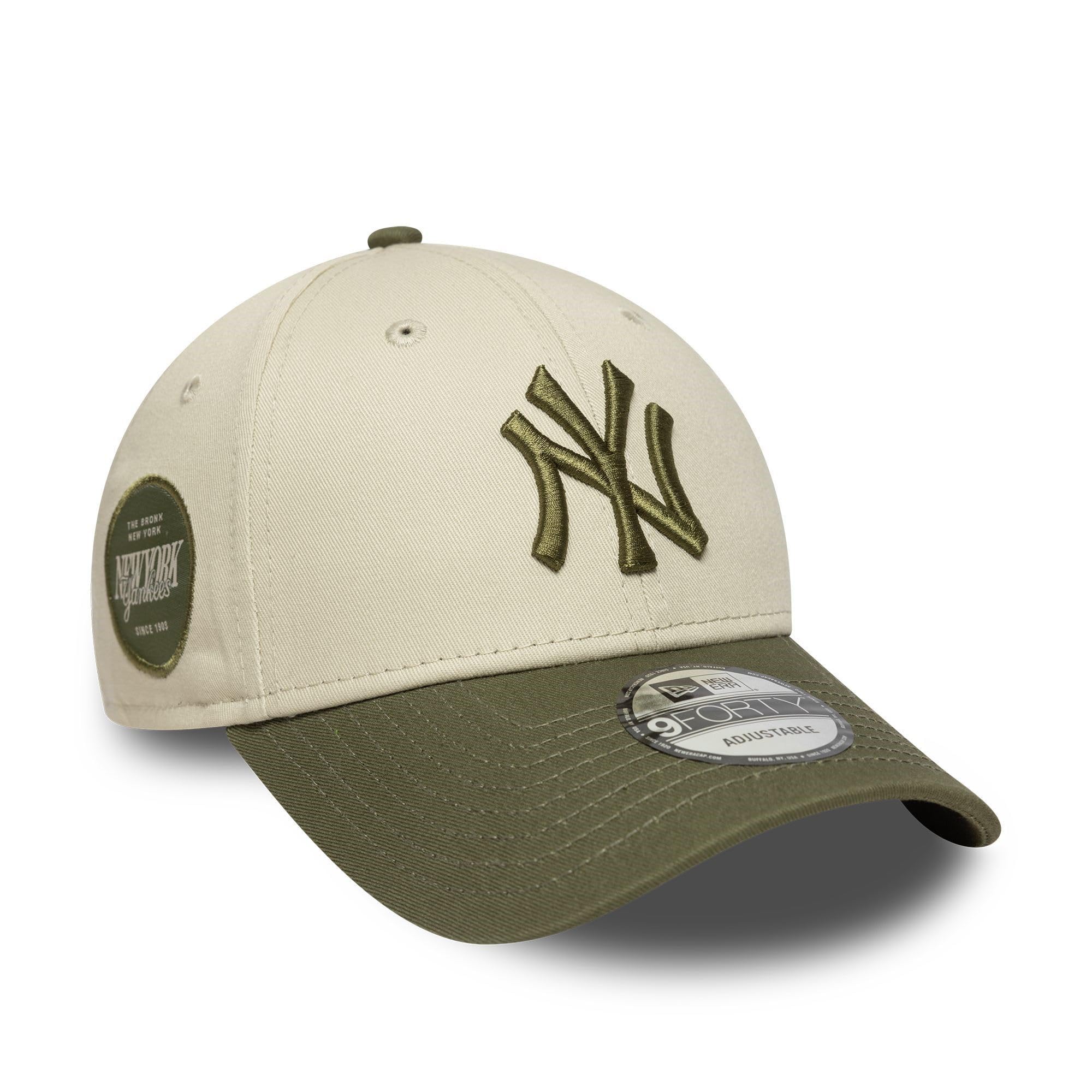 New Era New York Yankees MLB Sidepatch 9Forty Cap Beige Olive Green