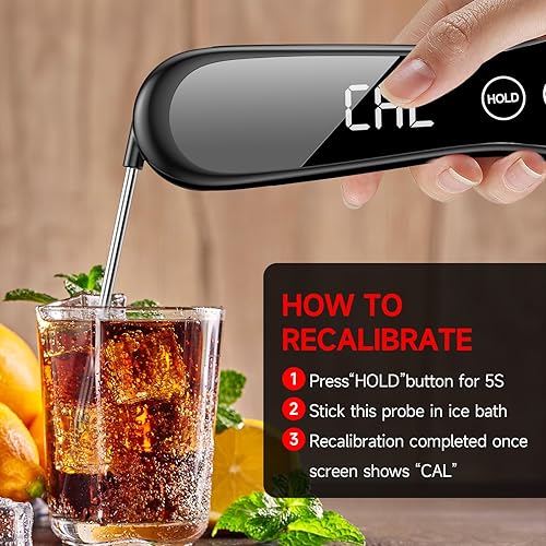Miniatura 7 de Termómetro digital para carne, termómetro impermeable IP67 para cocinar con pantalla LED giratoria automática de 180, termómetros de lectura
