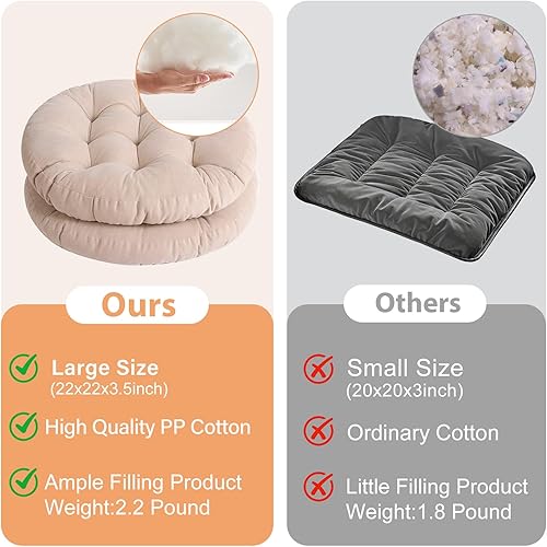 Miniatura 8 de Tiita Cojín de suelo redondo de 22 pulgadas, cojín de asiento para exteriores, cojín de meditación para yoga, sala de estar, sofá, balcón, beige