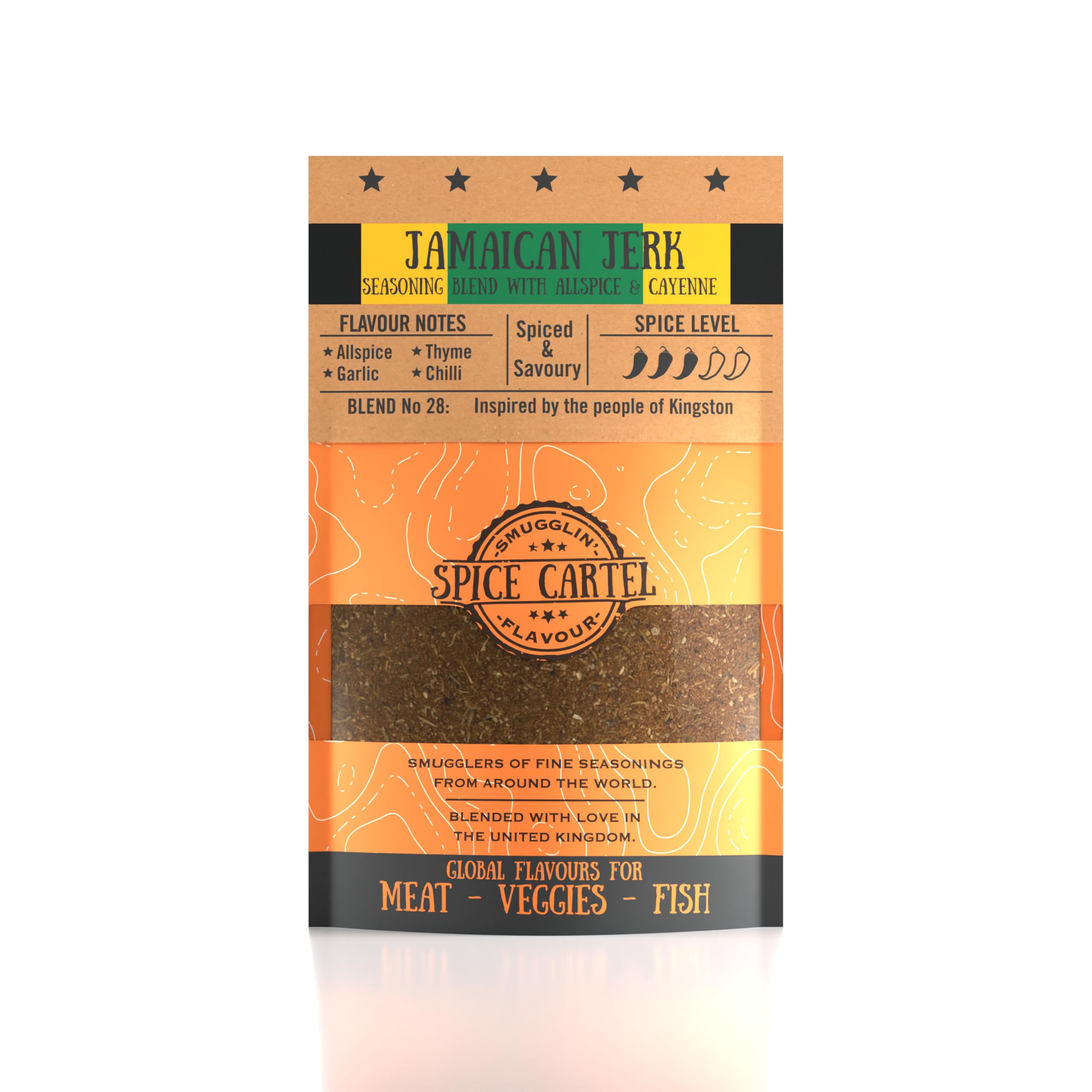 Spice Cartel's Jamaican Jerk. Fiery Caribbean Seasoning Blend Bursting With All Spice & Cayenne Made For Jerk Chicken. 35g Resealable Pack Seasons 1kg+ Of Protein. Premium UK Hand Blended.