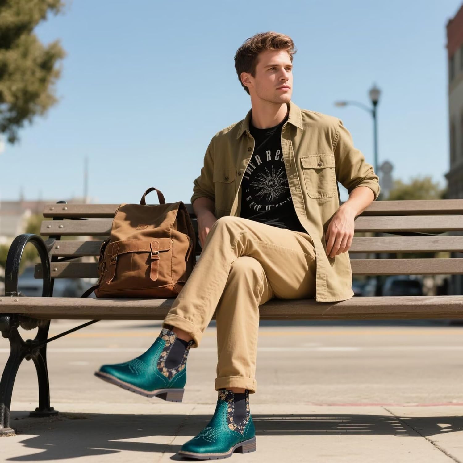 Men's Velvet Printed Chelsea Boots - Slip-On Dress Ankle Boots, Formal & Casual Fashion Footwear - Image 2