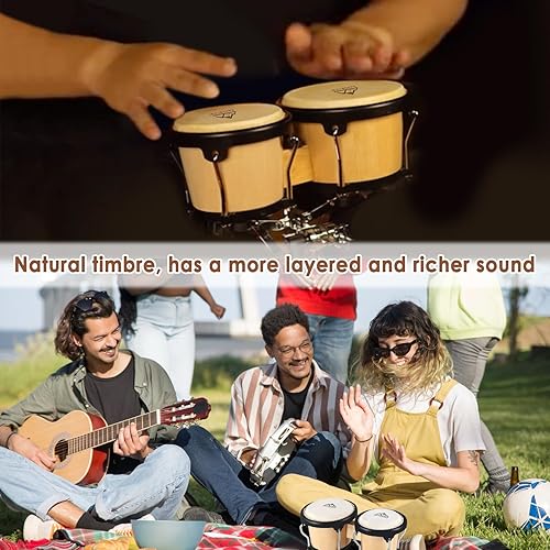 Miniatura 57 de EastRock Bongo - Juego de tambor de 4 y 5 pulgadas para adultos, principiantes, profesionales, instrumentos de percusión de madera y metal con llave