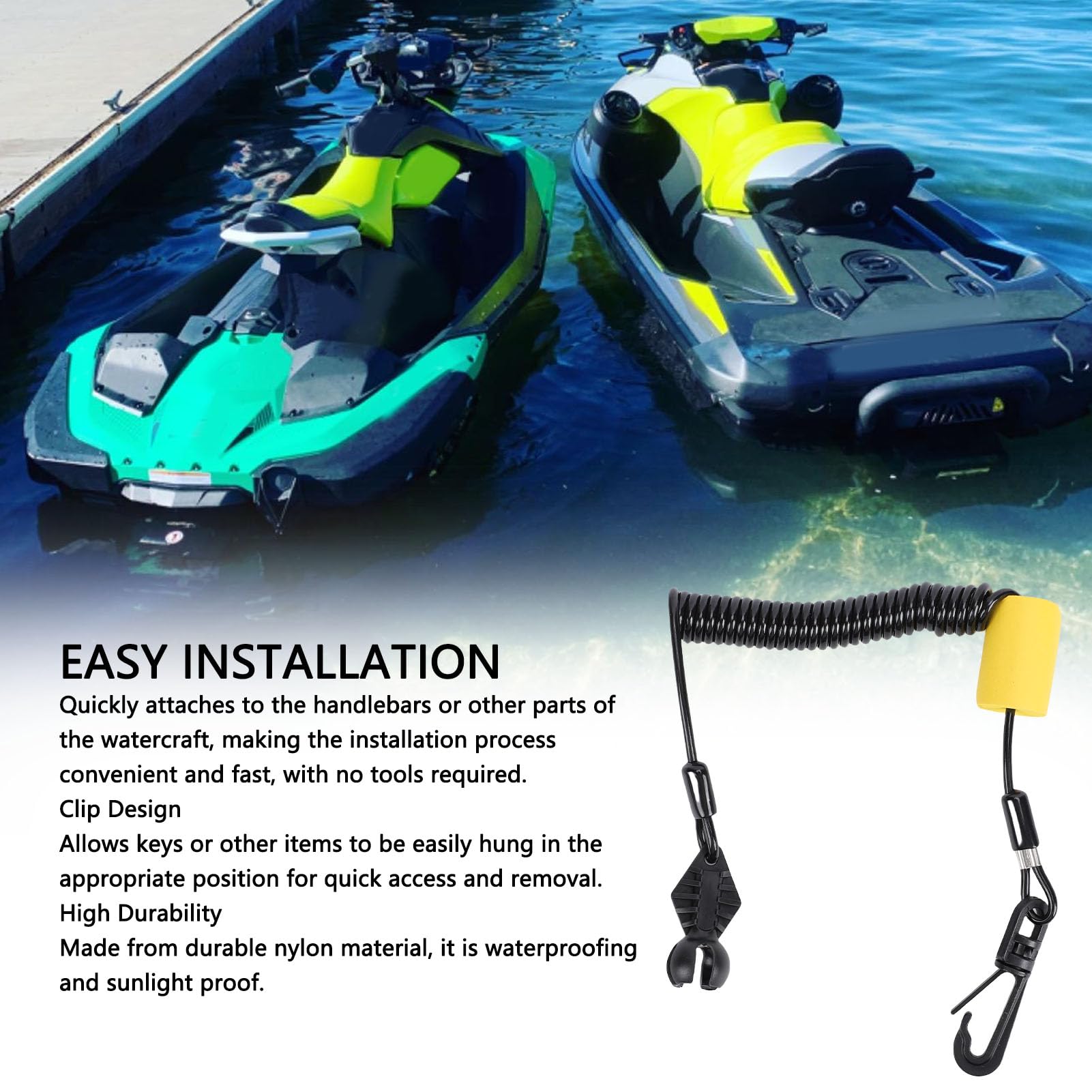 Qcwwy Chiave con Cordino di Sicurezza per 900, Cavo a Spirale con Portachiavi per Moto d'Acqua e