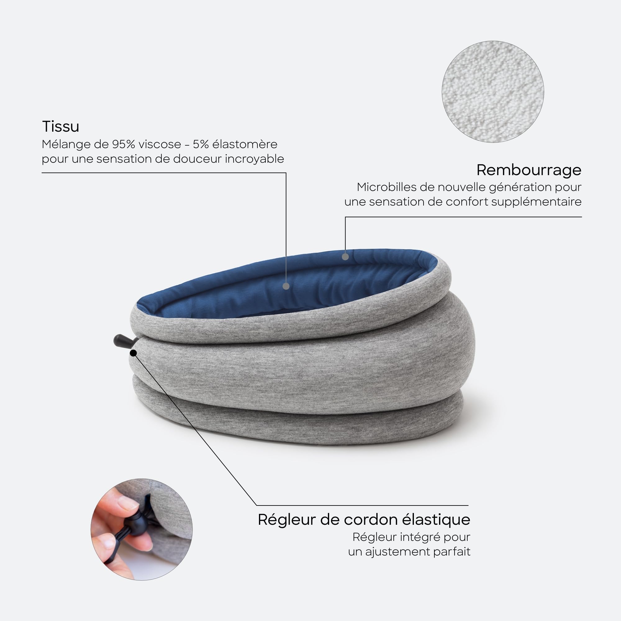 OSTRICH PILLOW Light - Oreiller de Voyage & Oreiller de Sieste - Confort Premium & Léger, Ajustable à Votre Tête, Petit & Polyvalent, Design Réversible, Entretien Facile
