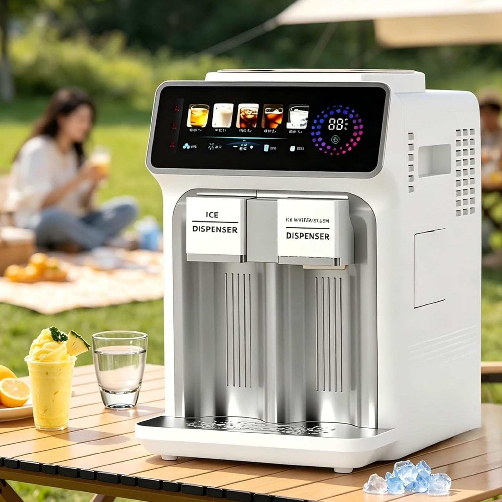 Macchina per Il Ghiaccio Professionale 3 in 1 con 5 programmi preimpostati,15 kg/24 Ore,12 cubetti/Volta,Produzione Rapida in 6-10 Minuti per Casa,Ufficio,Bar White