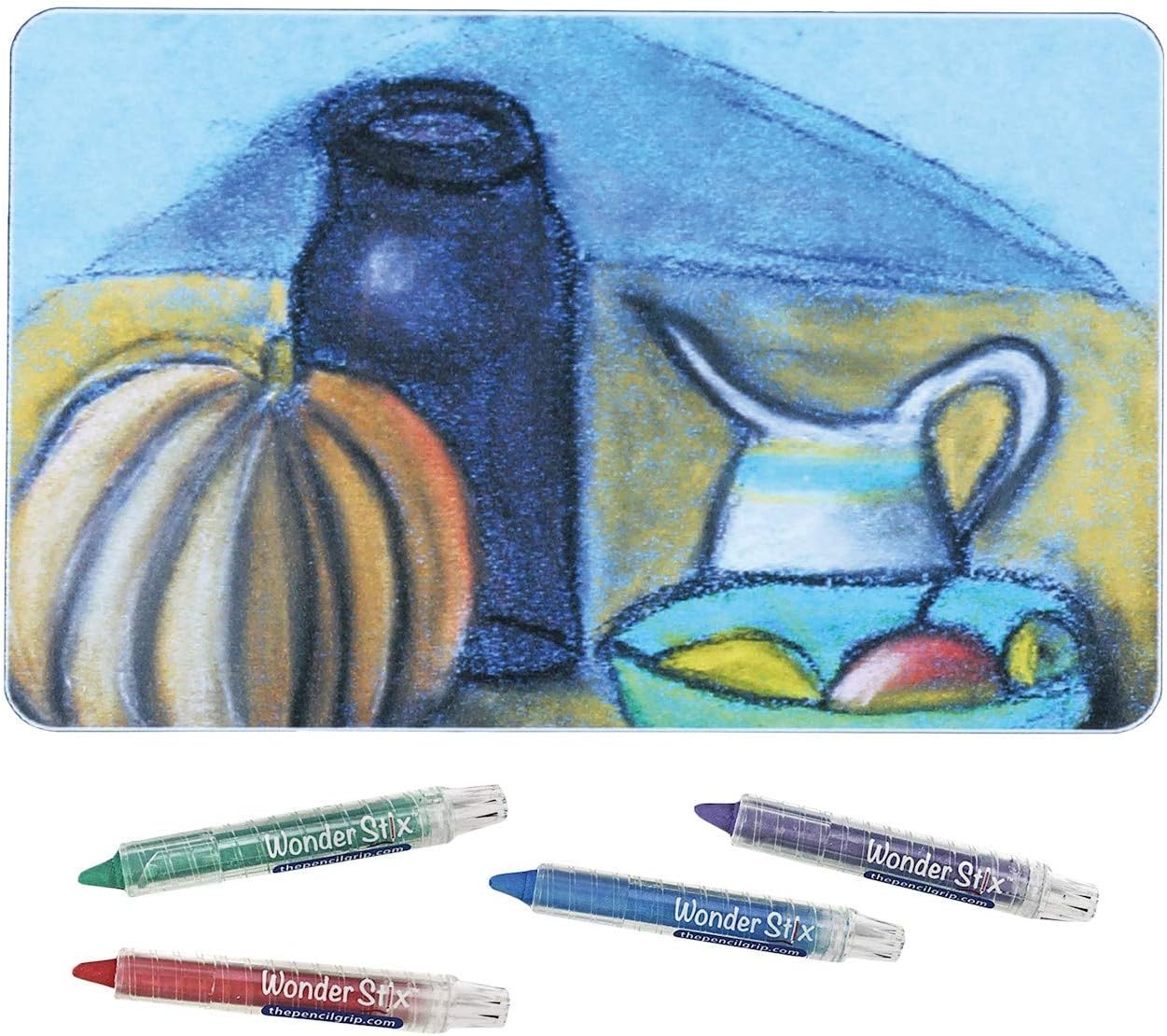 The Pencil Grip Black Board Playmat Kit with 12 Wonder Stix, 12" x 17", 4 Boards