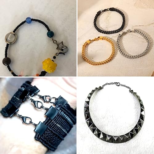 Vista 190 de Pandahall - 100 cierres de pinza de langosta de acero inoxidable, joyería de oro real de 24 quilates, cierre de langosta de 2 colores, cierre