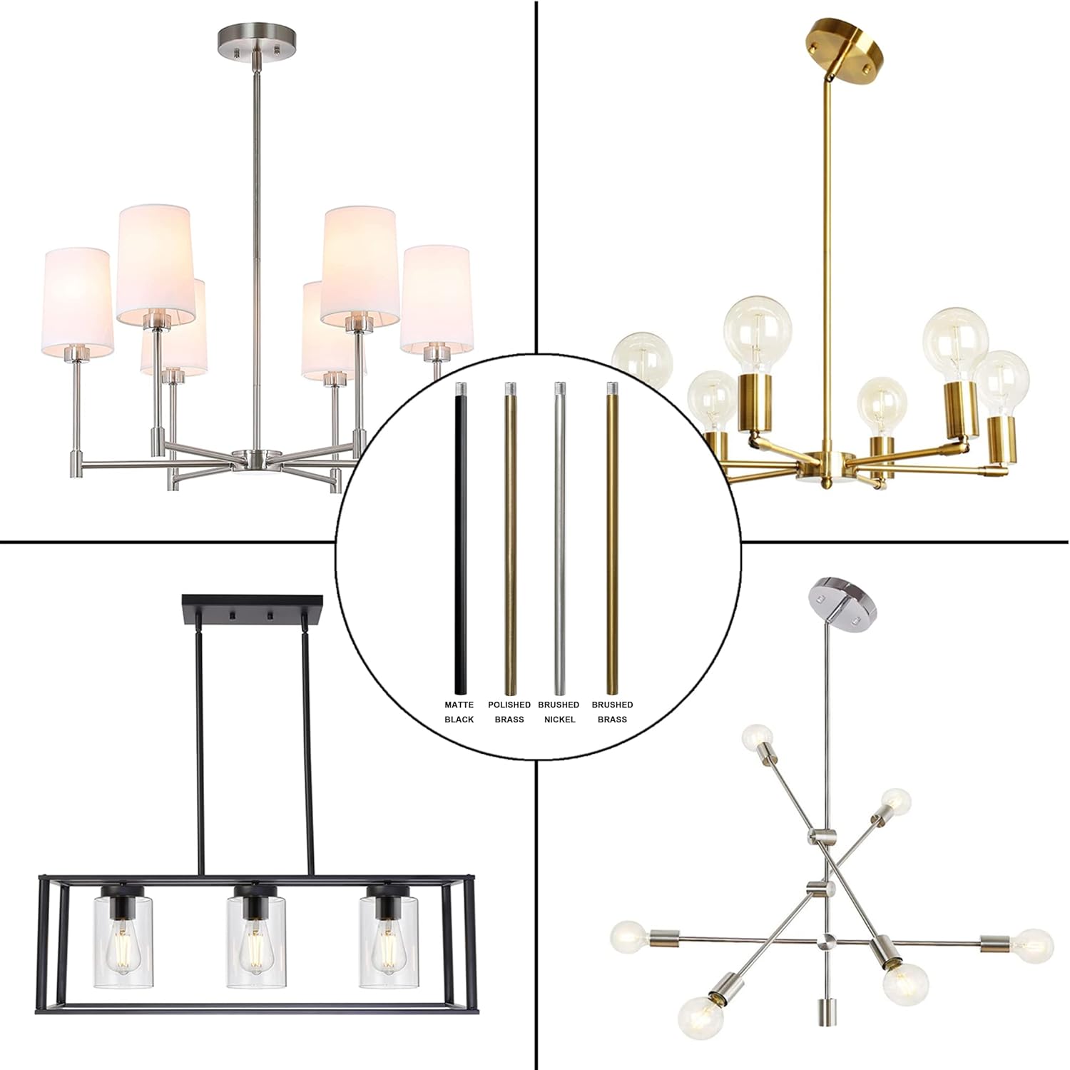 Brushed Brass M10 Threaded Extension Rod for Pendant Light, Island Lighting, Chandeliers,Lighting Fixture downrods & Stems,12 Inches