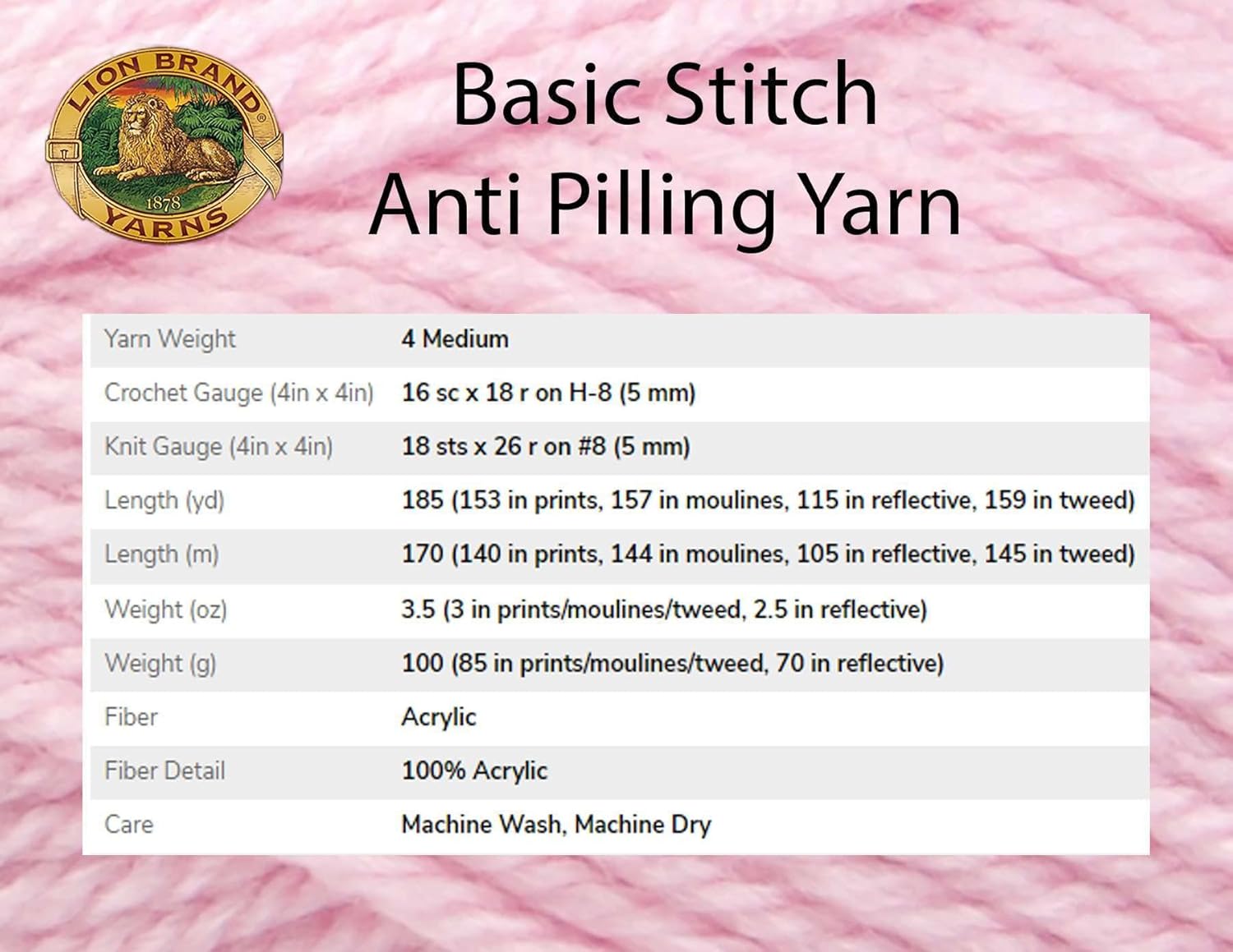 Lion Brand Basic Stitch Anti-Pilling Red Heather 202-400 (3-Skeins - Same Dye Lot) Worsted Medium #4 Acrylic Yarn for Crocheting and Knitting with Project Bag