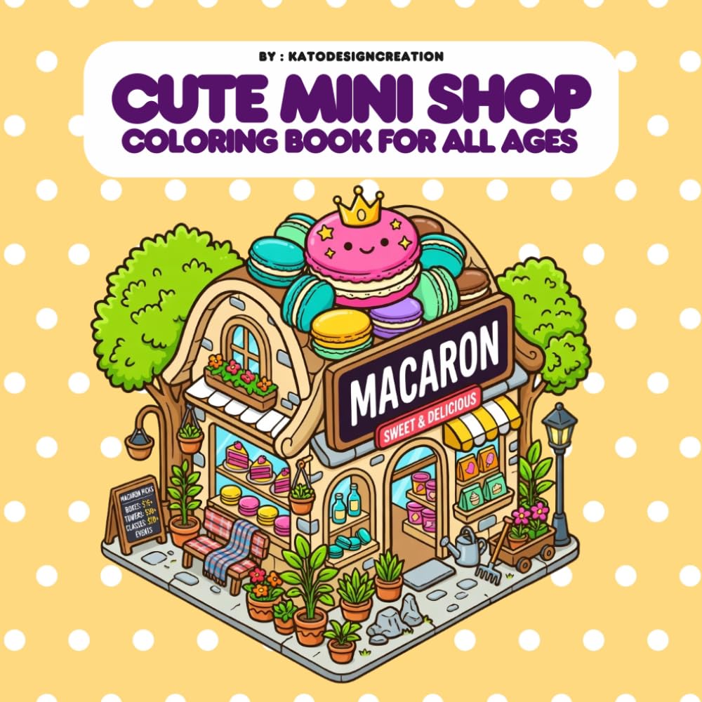 Cute Mini Shop Coloring Book: 50 Adorable Little Store Scenes for Kids, Teens and Adults, Cozy Little Stores & Sweet Shop Scenes for All Ages, Cozy Mini Store Coloring Pages for Relaxation