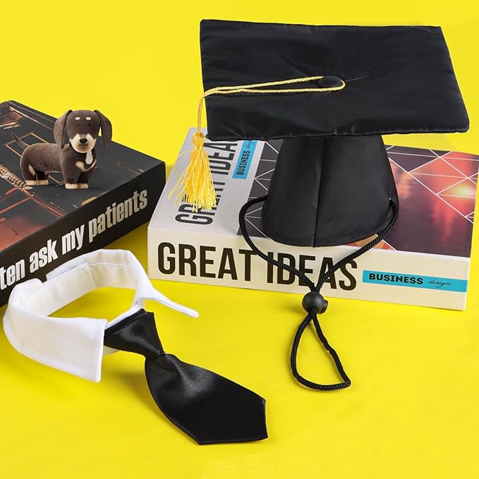 Gorro de Graduación para Perro FOIMAS con Borla Amarilla miniatura 3
