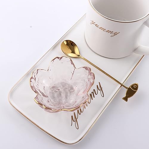 Miniatura 4 de Leadigol 2 platos de condimentos, pequeños platos de vidrio con flores rosas, cuencos de salsa de soja, cuenco decorativo con forma de flor de