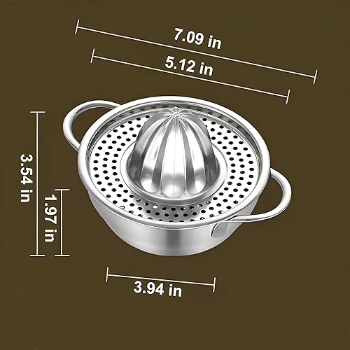 Miniatura 7 de Exprimidor de jugo de limón y lima, exprimidor de mano de acero inoxidable 304 con cuenco de 13.5 onzas, exprimidor de presión manual para frutas