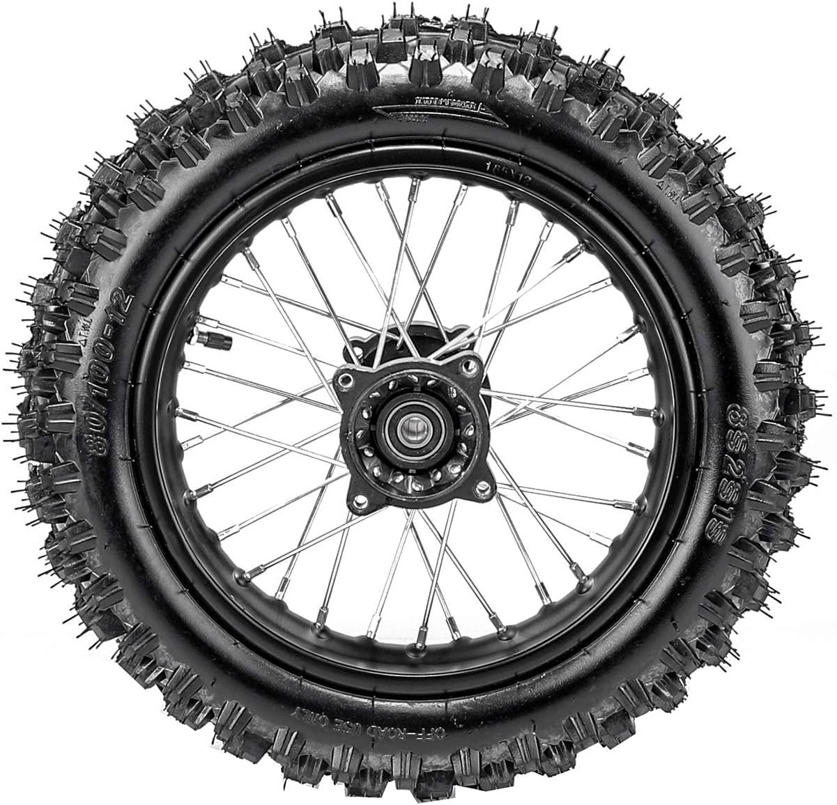 TDPRO 80/100-12 Rear Tire Disc Brake Rim With 15mm Bearing Set for Pit Pro Dirt Bike