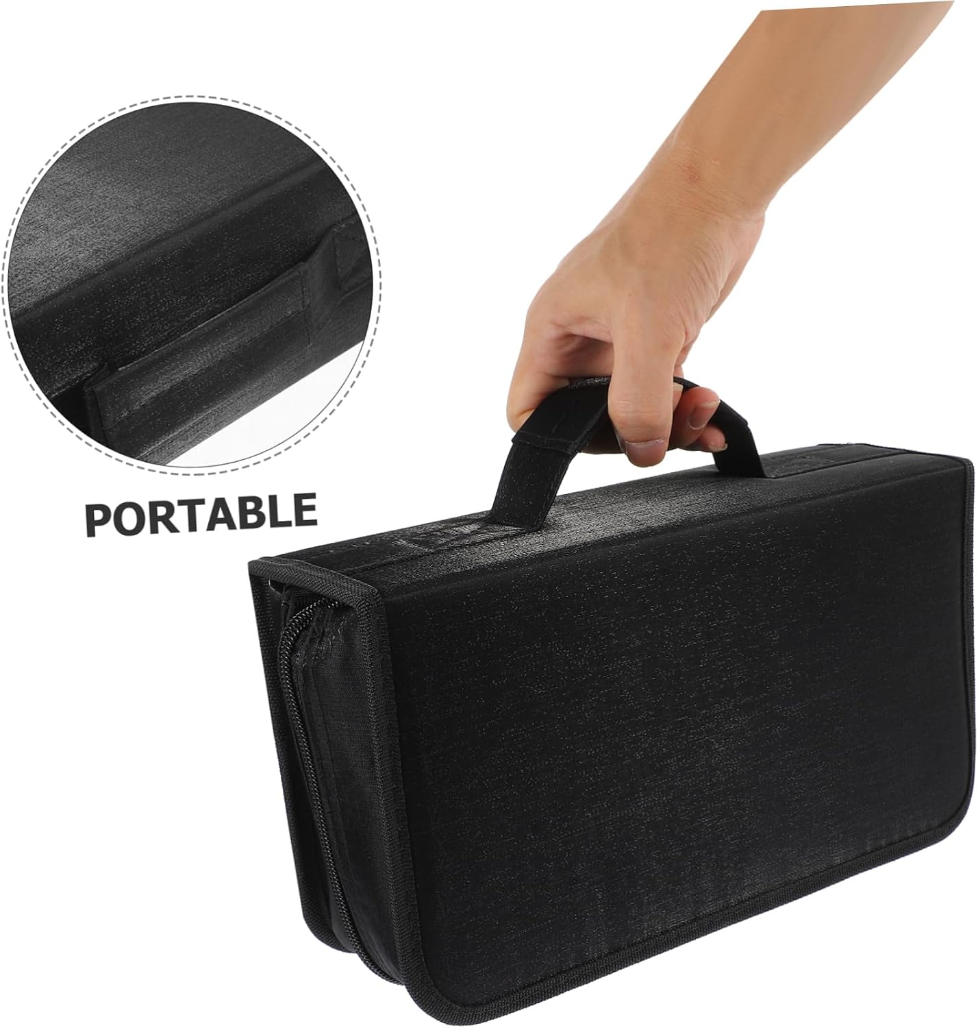 PRETYZOOM 2pcs Cd Storage Holder Bag for Discs Large Capacity Dvd Organizer Material for Home Travel and Office Use Black and Gray Design