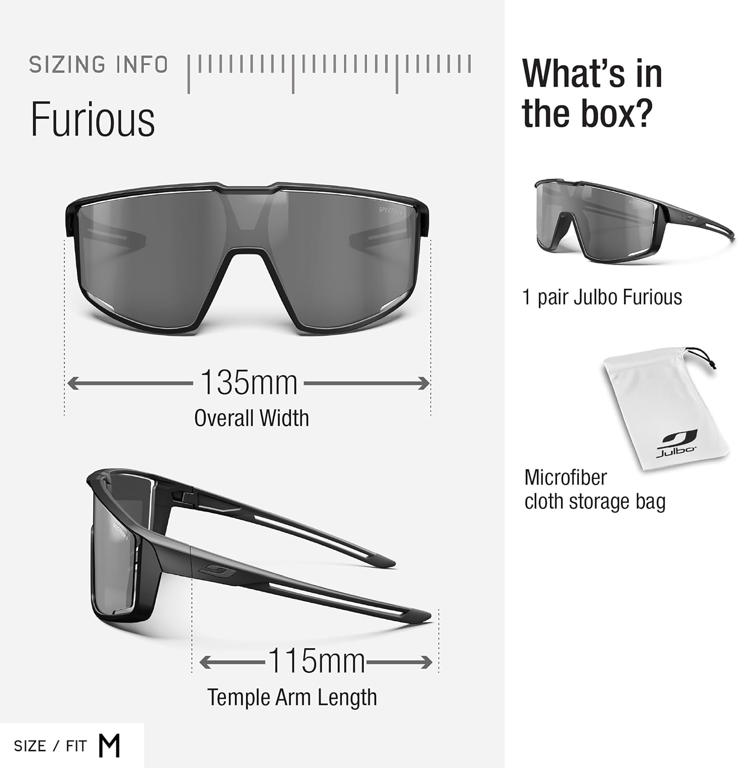 Julbo Furious Performance Sunglasses - Black Frame - Smoke w/Red Mirror Lens (Spectron 3)