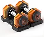 Adjustable Dumbbells Set 22.5LB Pair, 1-Sec Fast Adjustable 5 Free Weights, Premium Comfort Non-slip Metal Handle, Compact Size for Full Body Home Workout (Orange)
