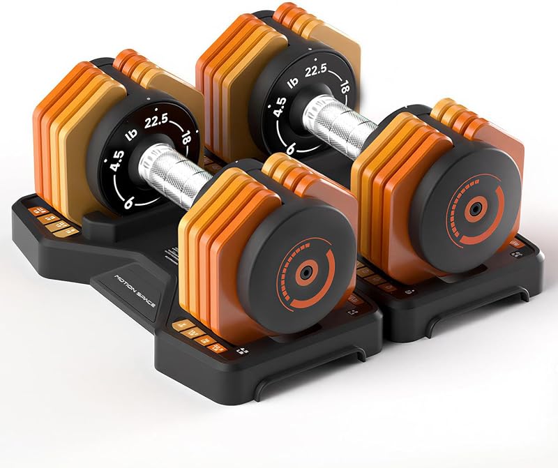Adjustable Dumbbells Set 22.5LB Pair, 1-Sec Fast Adjustable 5 Free Weights, Premium Comfort Non-slip Metal Handle, Compact Size for Full Body Home Workout
