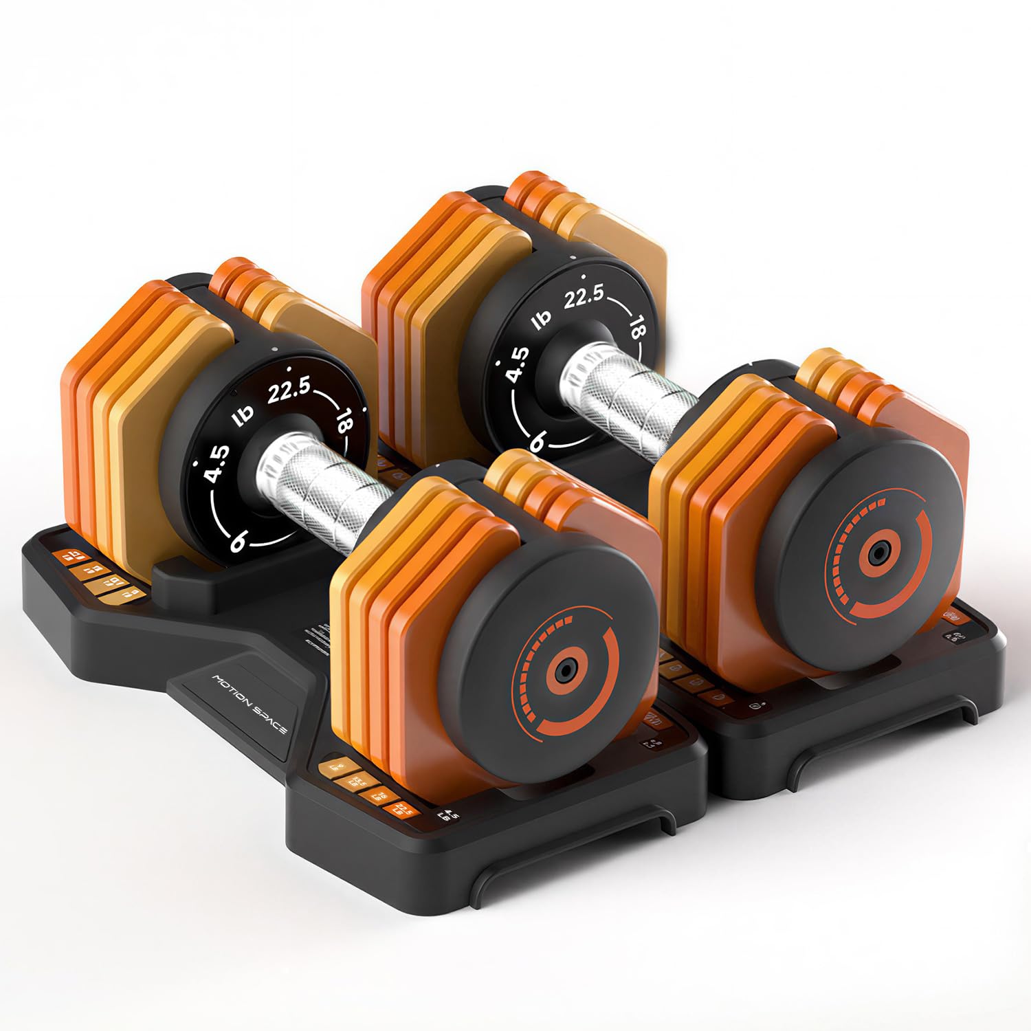 Adjustable Dumbbells Set 22.5LB Pair, 1-Sec Fast Adjustable 5 Free Weights, Premium Comfort Non-slip Metal Handle, Compact Size for Full Body Home Workout