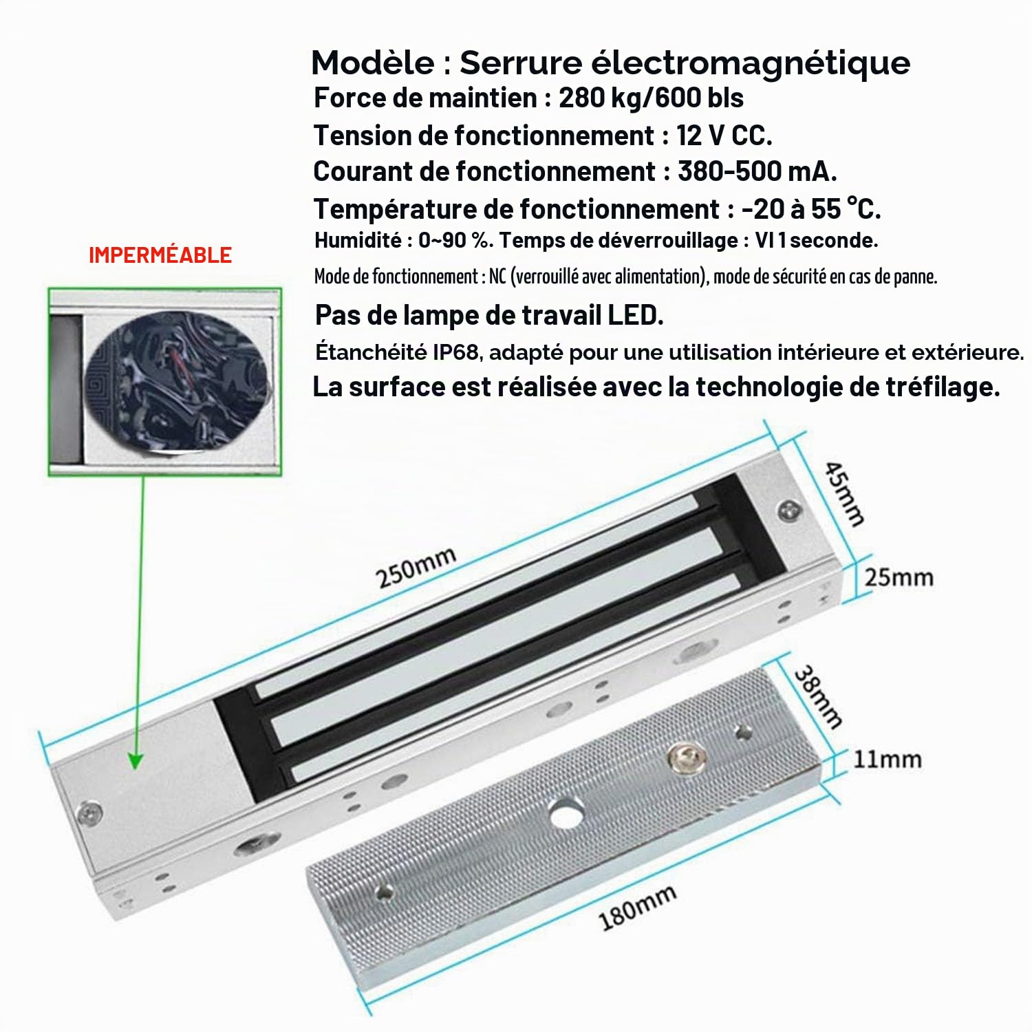 YAVIS Kit Système de Contrôle d'Accès WiFi TUYA, Clavier D'empreintes Tactile avec Écran, Serrure Magnétique Electrique 280kg/600lbs, Étanche, RFID NFC 125KHz/13.56MHz, Alimentation 3A, Sonnette Porte