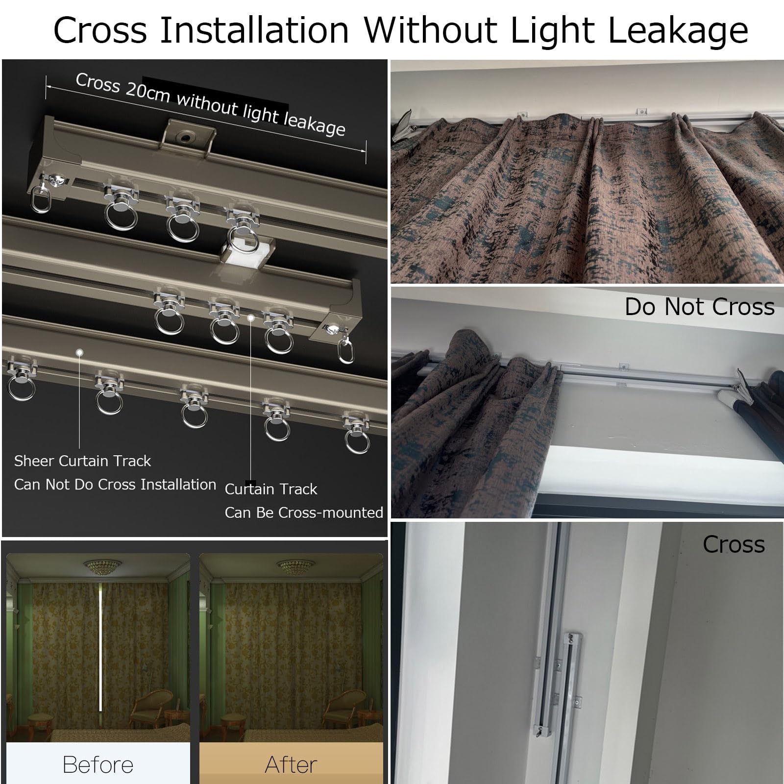 Double Tringle à Rideau Droite Très Résistante, Tringle à Rideaux Pour Séparation De Pièces En Alliage D'aluminium Pour L'intérieur, Le Balcon( Champagne,250cm/8.2ft/98.4in