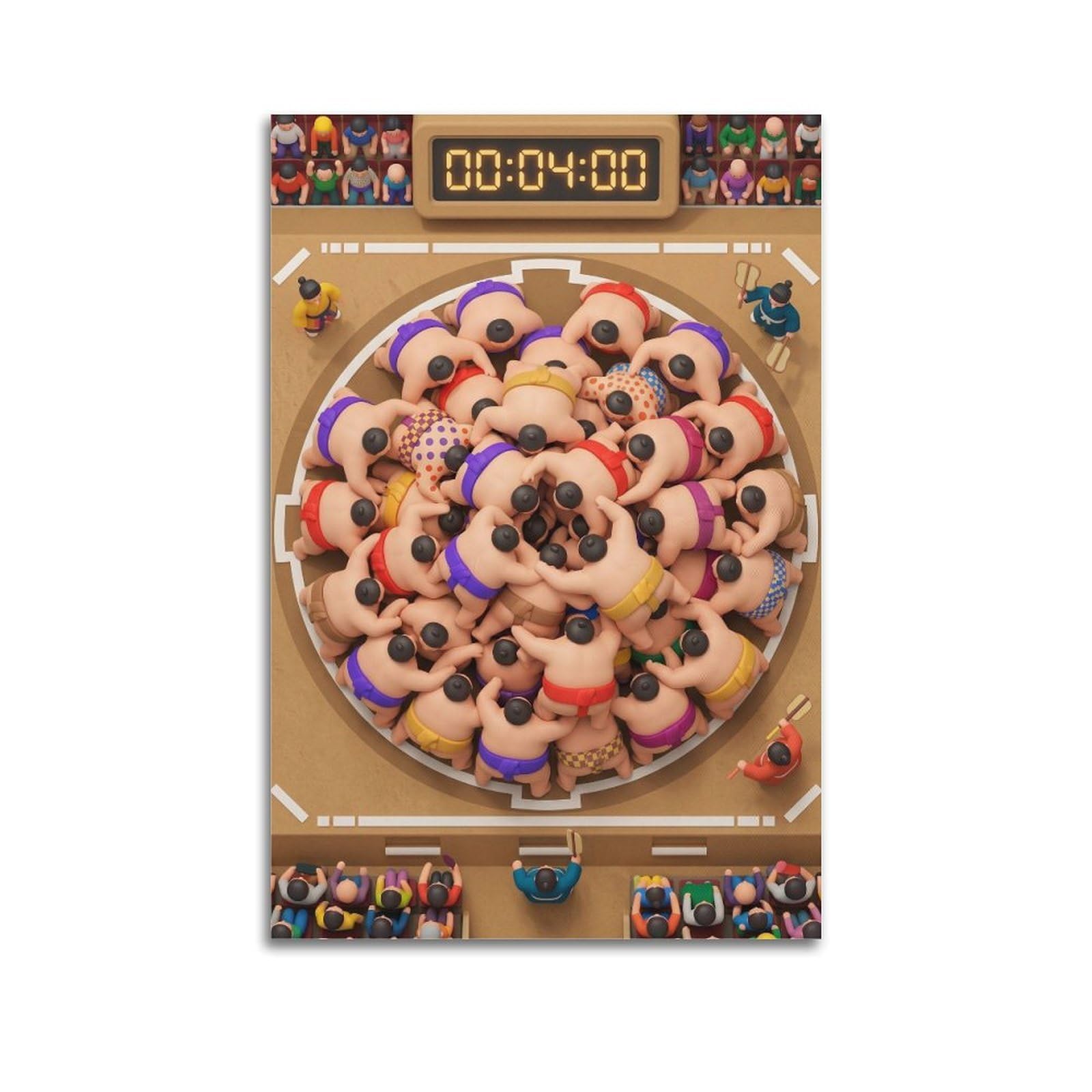 OLYHTR Sumo Wrestling Match Poster Modern Decorative Canvas Prints - Ideal Wall Art for Family, Man Cave, Game Room, Boys & Girls Bedroom 24x36inch(60x90cm)