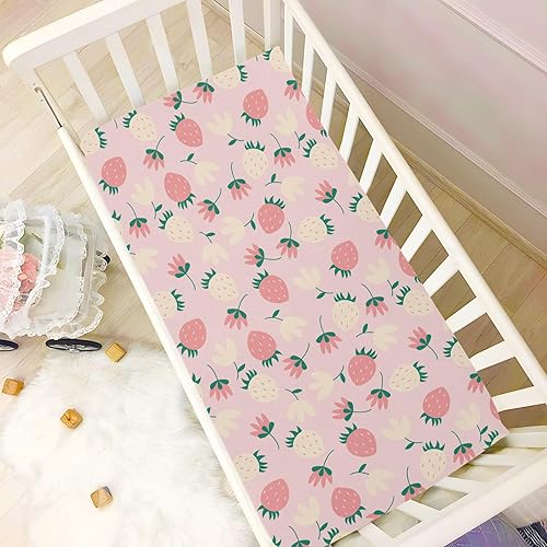 Miniatura 5 de Strawberries Crib Sheets - Stretchy Fitted Crib Sheets for Boys Girls, Unisex Cozy Baby Crib Sheet 27 x 39 x 5 Inches