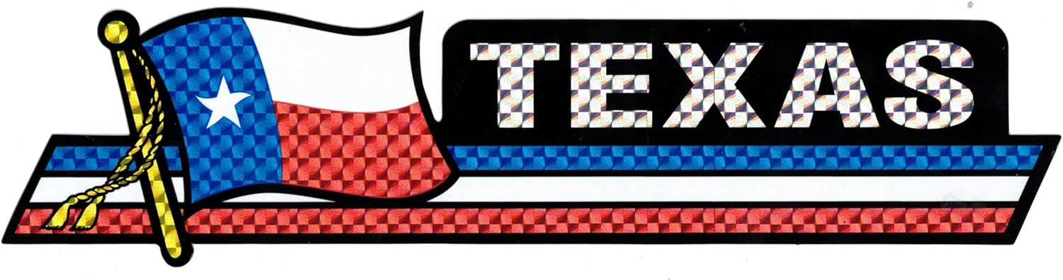 Pack of 50 Texas State Flag 3"x12" Reflective Decal Bumper Sticker DCX-544