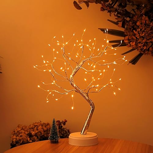 Miniatura 1 de Luces de árbol bonsái de mesa, lámpara LED de árbol artificial para bricolaje, luz nocturna funciona con bateríaUSB para decoración de habitación,