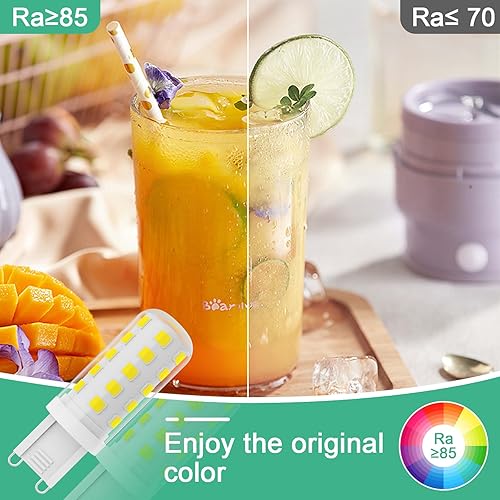 Miniatura 5 de Bombilla LED G9 de 4 W, equivalente a lámpara halógena de 40 W, bombillas de repuesto de 6000 K luz blanca diurna, base T4 bi-pines, AC120V, 450 lm,