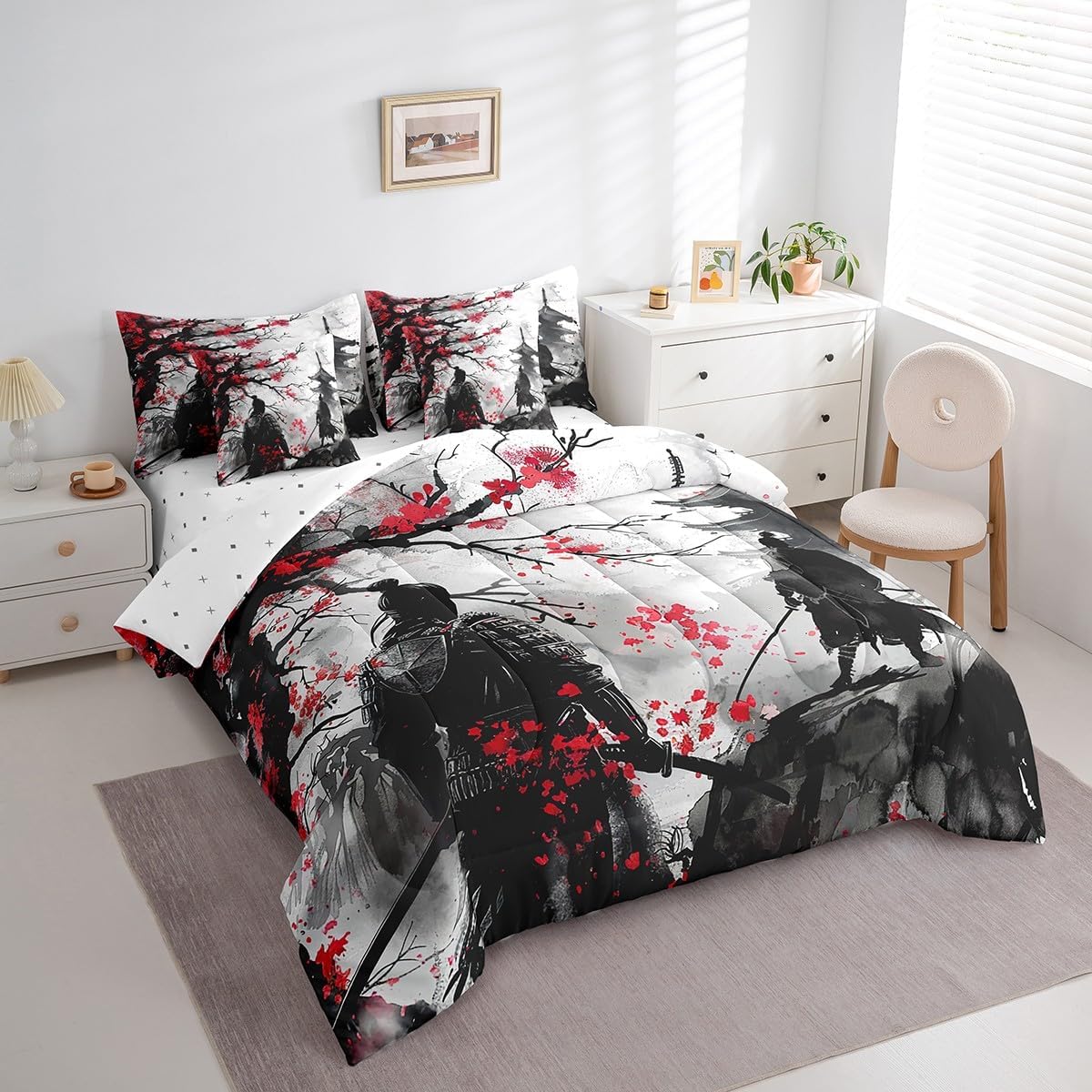 Feelyou Japanese Samurai Comforter Set Twin Size 7 Pcs Bedding Set Kids image 2