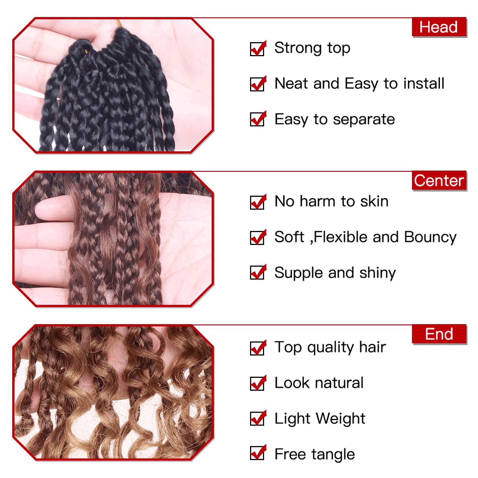 Xtrend 30-Inch Boho Box Braids Crochet Hair with 12 Strands Pre-Looped Messy Goddess Locs - Image 3