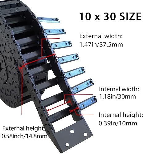 Miniatura 2 de 2 unidades de 39.4 pulgadas de cadena de arrastre tipo abierto R18 cadena de cable de alambre para fresadora CNC e impresora 3D, 2 pares adicionales