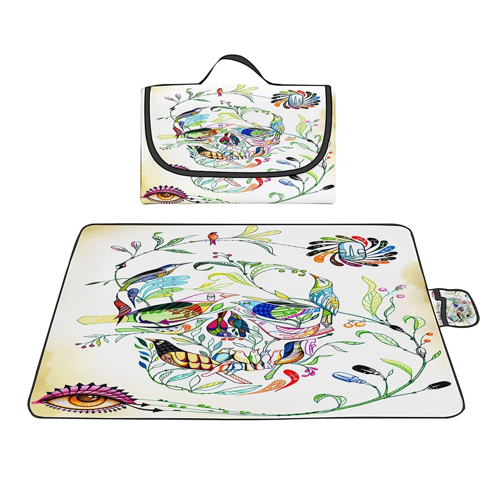 Coperta da Picnic Uccelli colorati,150x200cm,Grande XXL Picnic Blanket,con Parte Inferiore Impermeabile Tappetino Spiaggia Isolata Pieghevole per Spiaggia,Campeggio,Esterno,Parco,Giardino